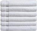 Amazon Basics 6-Pack Bath Towels, 100% Ring Spun Cotton, 600 GSM, Lightweight and Highly Absorbent, Quick Drying, Hotel Quality, 27 x 54 inches, White
