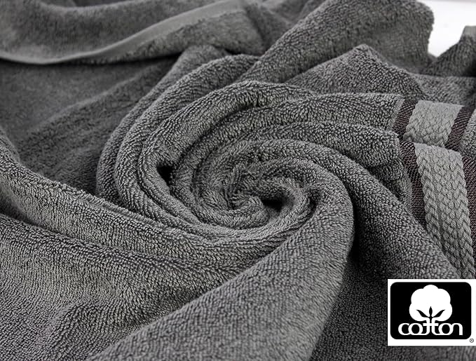 Cotton Craft Ultra Soft 12 Pack Wash Cloths 12x12 Charcoal Weighs 2 Ounces Each - 100% Pure Ringspun Cotton - Luxurious Rayon Trim - Ideal for Everyday use - Easy Care Machine wash