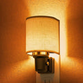 L LOHAS LED Amber Night Lights Plug into Wall, Plug in Night Light Dimmable, Farmhouse Decorative Nightlights Plug in Wall, Light Sensor, Linen Fabric Yellow Nightlight for Bedroom Hallway, 1 Pack