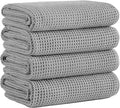 Microfiber Waffle Bath Towels, 4 Pieces, Soft, Absorbent, Fast Drying, Lint Free 430 GSM (Silver)