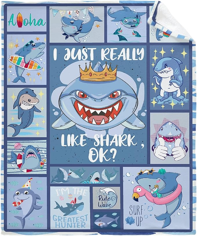 Fish Shark Flannel Fleece Blanket Throw Couch Microfiber Soft Cozy Lightweight Luxury Bed Blanket 120"x90"for Family