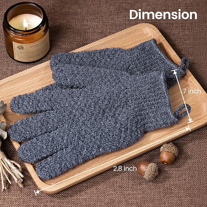 Yiclick Heavy Exfoliating Gloves 4Pcs, Exfoliating Mitts, Body Scrubber for Bath Shower Exfoliation, Body Scrub Exfoliator for Dead Skin Remover, Exfoliate Sponge Loofah Washcloth Men Women