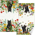 Accnicc 2 Pack Black Cat Bathroom Hand Towels Decorative Spring Floral Dish Kitchen Towel 16x27 Inch Butterfly Mushroom Botanical Wildflowers Absorbent Soft Microfiber Bath Towels Hotel Spa Decor