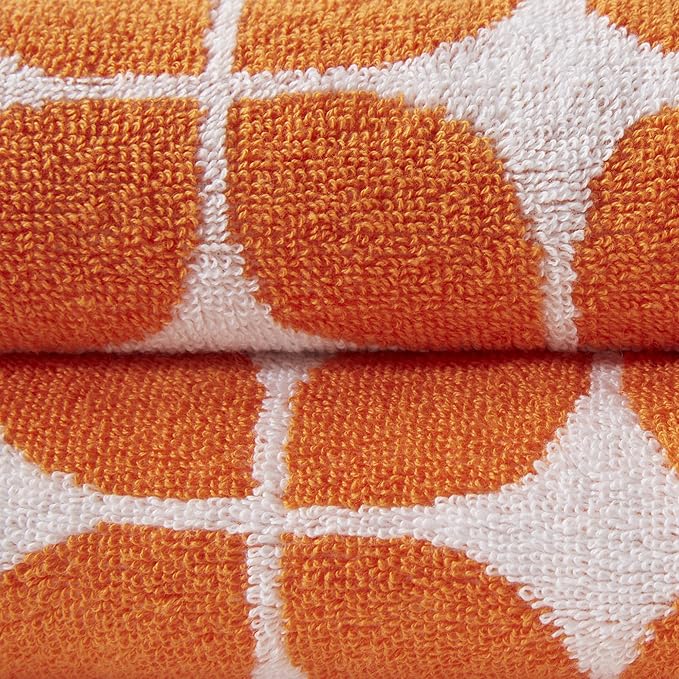 Intelligent Design Lita Cotton Bathroom Towels , Jacquard Highly Absorbent Bath Towel Set , 6-Piece Include 2 Bath Towels & 4 Hand Towels , Orange Grey