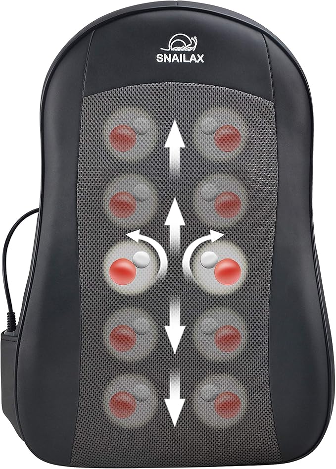 Snailax Cordless Shiatsu Back Massager with Heat Portable Kneading Massage Cushion Massage Chair Pad for Home Office use
