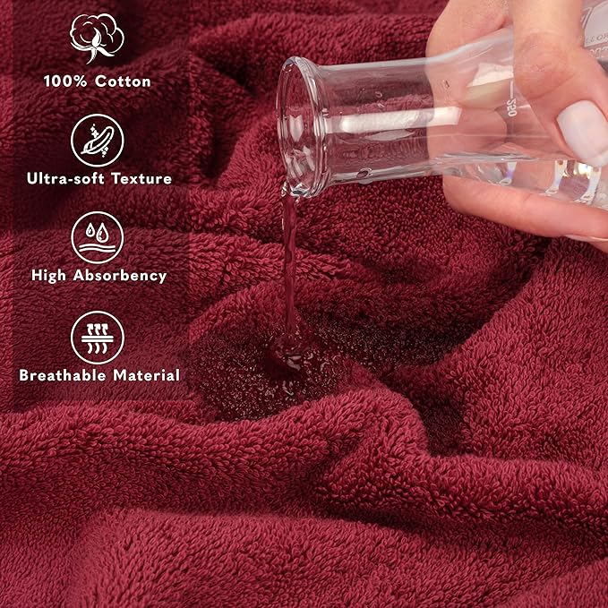 American Soft Linen 100% Cotton 600 GSM Turkish 40x80 Oversized Bath Towel Sheet, Extra Large Adult Towels for Bathroom, Bordeaux Red Bath Sheet