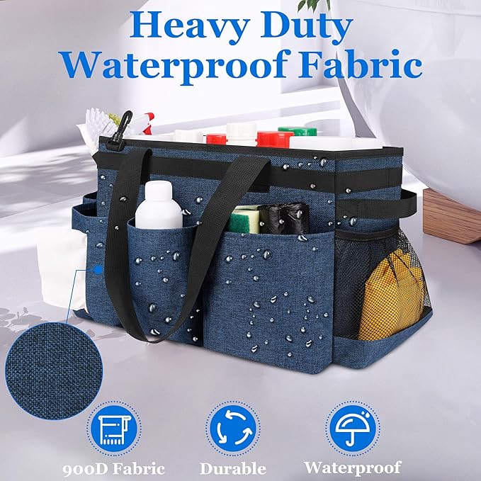 Joe & JoseRin Hot Tub Chemical Storage Bag, Pool Cleaning Caddy Tool Organizers Bag, Essential Spa Accessories with Pockets Handle, Heavy Duty Multifunctional Storage Garden Carry Tote Bag
