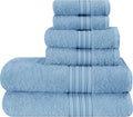BOUTIQUO 6 Pack Cotton Towel Set, Contains 2 Bath Towels 28x55 inch, 2 Hand Towels 16x24 inch & 2 Wash Coths 12x12 inch, Ideal Everyday use, Ultra Soft Compact & Lightweight - Sky Blue