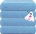 CASA COPENHAGEN EcoPop 4Pcs 100% Cotton Large Designer Towels Gift Set- Dusty Blue, 55"x27", 4Bath Towels for Bathroom (Box Pack, Set for Women & Men)