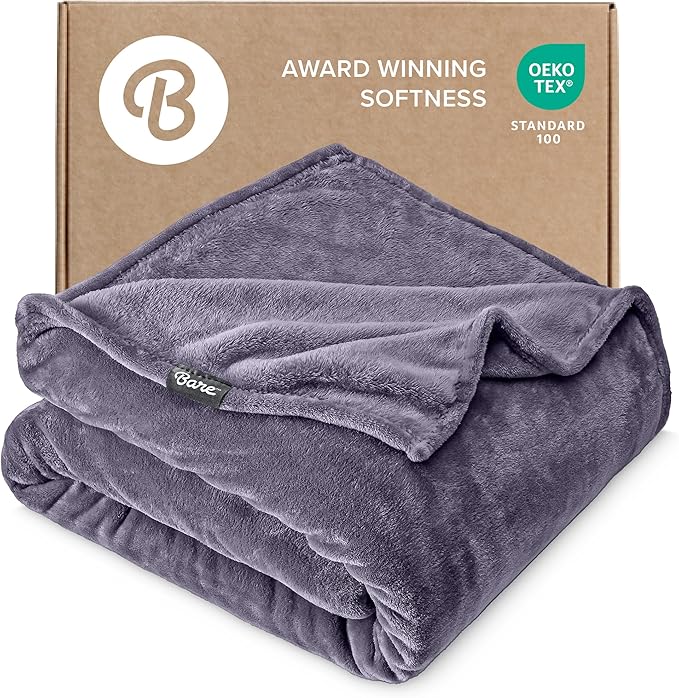 Bare Home Fleece Blanket - Twin/Twin Extra Long - Ultra-Soft Lightweight for Bed, Sofa, and Couch - Luxury Microplush - Cozy Warm Blanket (Twin/Twin XL, Dusty Purple)