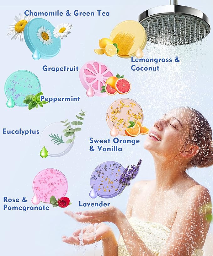Aofmee Shower Steamers Aromatherapy - 8 Pack Shower Bombs with Essential Oils for Relaxation, Valentines Day Gifts Birthday Gifts for Women and Men, Stress Relief and Luxury Self Care Shower Bath Bomb