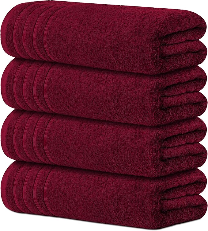 Avalon Towels Bath Towels Set of 4, Size 30 x 60 Inches, Highly Soft and Absorbent, Quick Drying, Lightweight, Perfect for Daily Use
