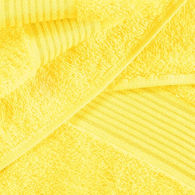 Elvana Home Ultra Soft 6 Pack Cotton Towel Set, Contains 2 Bath Towels 28x55 inch, 2 Hand Towels 16x24 inch & 2 Wash Coths 12x12 inch, Ideal for Everyday use, Compact & Lightweight - Yellow
