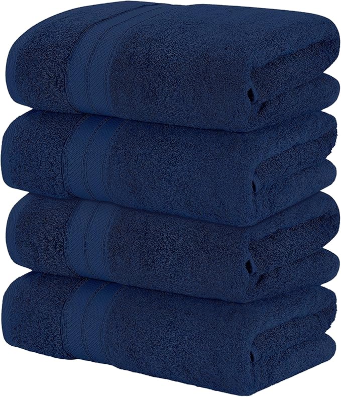Modern Threads 4-Pack SpunLoft Bath Sheet Navy 35x66