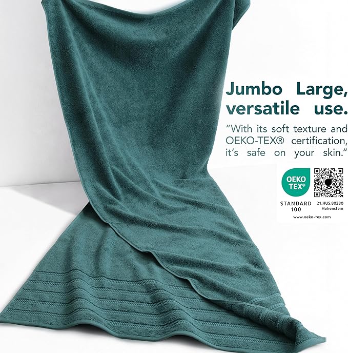 American Soft Linen 35x70 Jumbo Large Bath Towel, 600 GSM 100% Cotton Turkish Bath Sheet, Oversized Luxury Bath Towel for Bathroom Beach and Pool, Teal