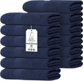 Commercial Bulk Pack of 12 Large Bath Towels – 100% Cotton Terry 24" x 50" – Ideal for Hotels, Salons, Gyms, Spas & Institutional Use – Navy Blue