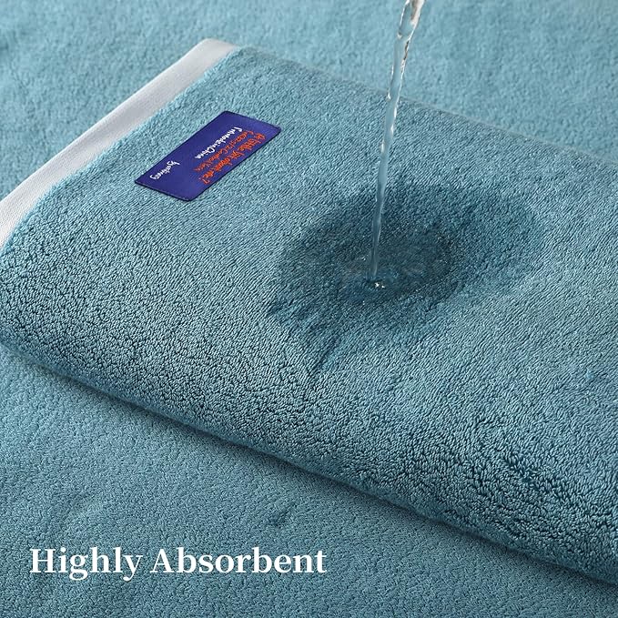 REDKISS 6 Piece Luxury Bath Towel Set, 2 Bath Towels, 2 Hand Towels, 2 Washcloths, 100% Cotton Ultra Soft Highly Absorbent Quick Dry Towels for Bathroom, Gym, Spa, Hotel, Sky Blue