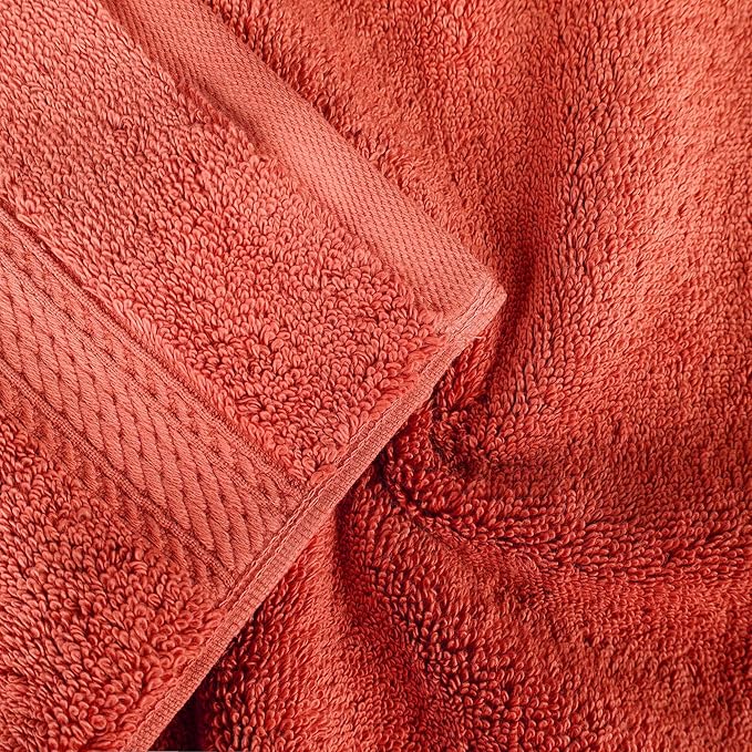 Superior Egyptian Cotton Pile 9 Piece Towel Set, Includes 3 Bath, 3 Hand, 3 Face Towels/Washcloths, Ultra Soft Luxury Towels, Thick Plush Essentials, Guest Bath, Spa, Hotel Bathroom, Coral