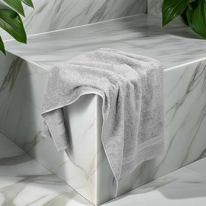 Commercial Bulk Pack of 12 Bath Towels – 100% Cotton Terry 24" x 48" – Ideal for Hotels, Salons, Gyms, Spas & Institutional Use – Light Grey