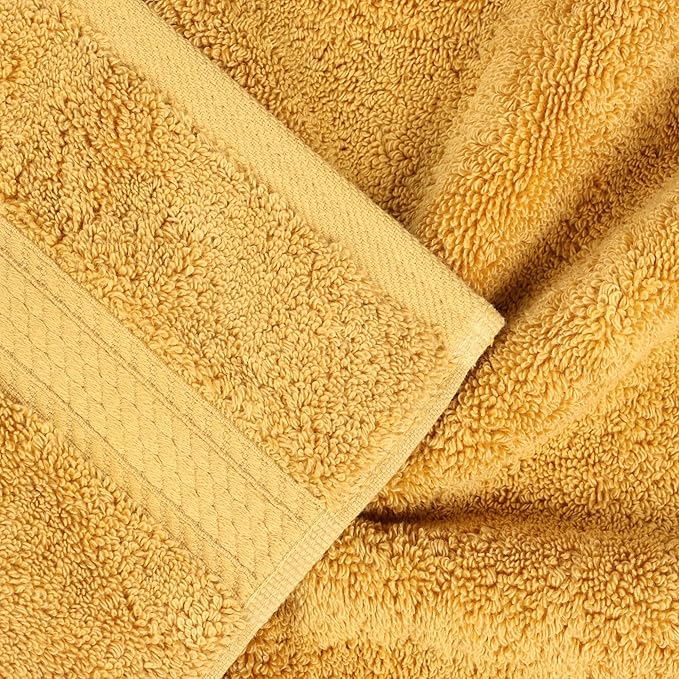 Superior Egyptian Cotton Pile 9-Piece Towel Set, Includes 3 Bath, 3 Hand, 3 Face Towel/Washcloth, Heavyweight, Ultra Soft Luxury Towels, Thick Plush Essentials, Guest Bath, Spa, Hotel Bathroom, Gold