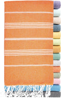 Ray Silver Turkish Beach Towel – 100% Cotton 40x71 Quick Dry Oversized Sand Free Lightweight Blanket for Travel Camping Bath Sauna Pool Gym Yoga (1pc - S-Orange)