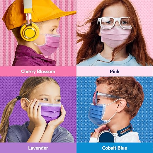 Medtecs Kids Face Mask Disposable - 2 Sizes Option (Child/Youth) 50 PCs - Comfy 3-Ply Breathable Children Masks, The Better Choice - Youth | Black