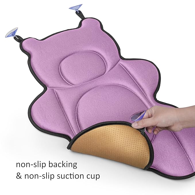 Infant Baby Bath Cushion,Fits Inside Most Baby Bathtubs, Breathable Soft Baby Bath Support Seat,Baby Bath Pad Bath Pillow for Bathtub,Newborn Bath Mat with 4 Suction Cups (Pink)