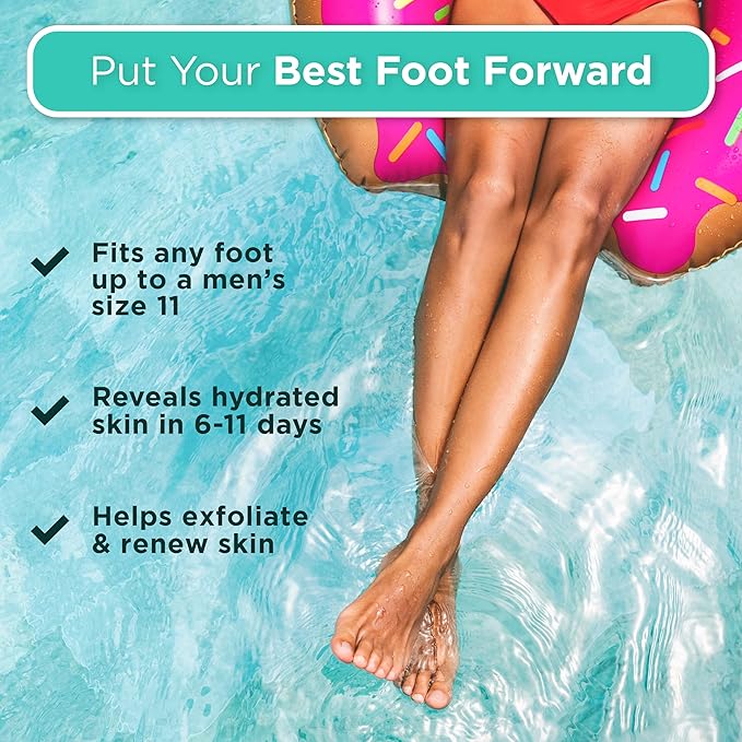 DERMORA Foot Peel Mask | Skin Exfoliating Foot Masks for Dry, Cracked Feet & Callus Removal | Dead Skin Exfoliator for Baby Soft Feet | Pack of 4 | Regular (Fits up to Men 10 / Women 11) | Original
