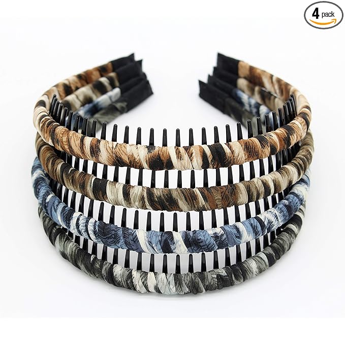 JOBAND Fashion Comfy Headbands - Short Hair Bands (Teeth Comb,Hoop) - Not Easy To Break (4 Colors)