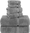 Chakir Turkish Linens 100% Cotton Premium Turkish Towels for Bathroom, 2 Large Bath Towels 36x60, 2 Hand Towels, 2 Washcloths (6-Piece Towel Set, Gray)