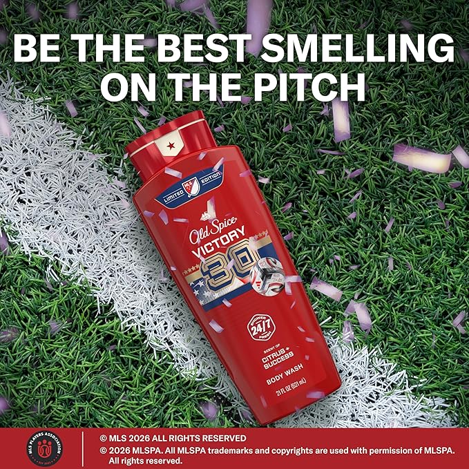 Old Spice Body Wash for Men, MLS Victory, Long Lasting Scent, Freshness that Lasts All Day, Cleanse & Refresh Skin, Limited Edition, Citrus + Success Scent, 21 oz