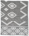 Bersuse 100% Cotton Teotihuacan XL Throw Blanket Turkish Towel Beach Blanket - Beach Camping Essentials - 75x90 Inches, Black