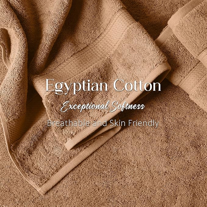 SUPERIOR - 900GSM BATH RT Egyptian Cotton Solid Towel Set, 2PC Bath, Rust, 2 Count