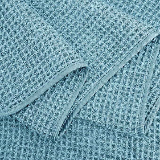 POLYTE 430 GSM Microfiber Oversize Quick Dry Lint Free Bath Towel, 60 x 30 in, 4 Pack (Waffle Weave)