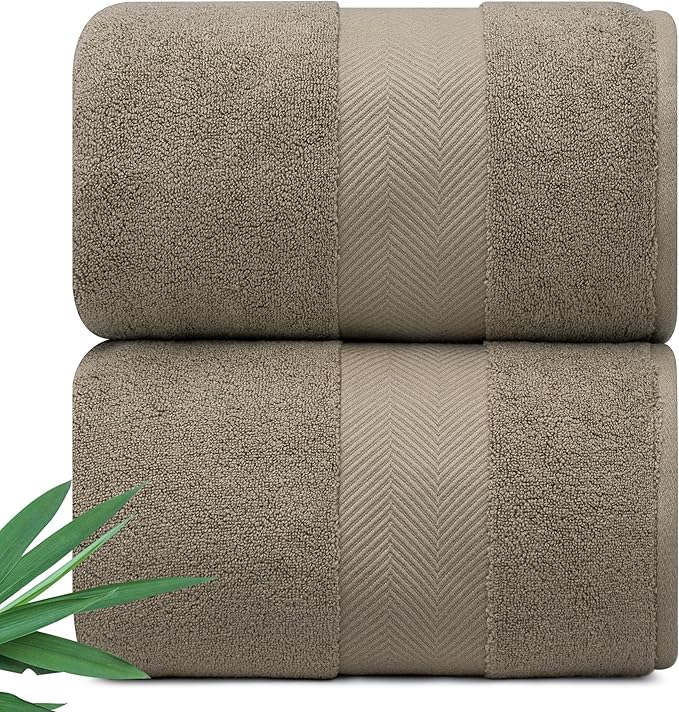 Alusa Home Ultra Soft & Plush Viscose from Bamboo Bath Sheets - 700 GSM Pack of 2 - Extra Large 70x35 in - Super Absorbent & Quick Drying (Taupe)