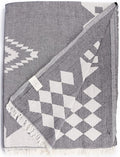 Bersuse 100% Cotton Bahamas XL Throw Blanket Turkish Towel Beach Blanket - Beach Camping Essentials - 75x90 Inches, Black