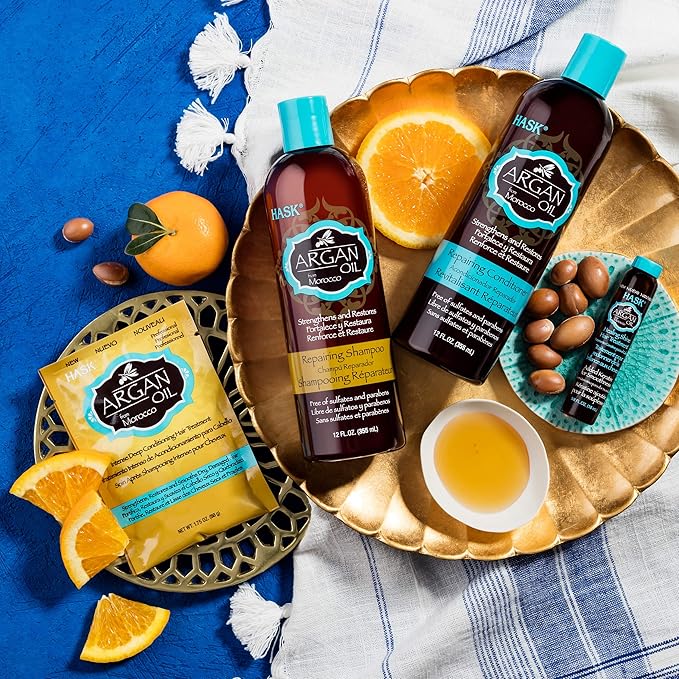 HASK ARGAN Repairing Deep Conditioner Treatments for all hair types, color safe, gluten-free, sulfate-free, paraben-free - Pack of 12