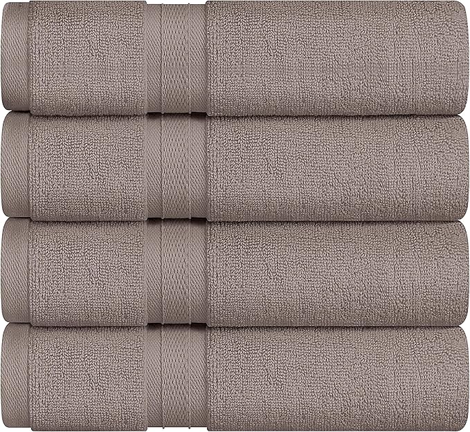 Towel and Linen Mart 4 Pieces Bath Towel Sets - Silver - 2 ply Low Twist Soft Feel Luxurious,Quick Dry, Extra Absorbent, 100% Ring Spun Cotton 600 GSM (27 x 54, Pack of 4)