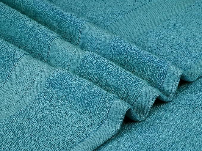 Towel and Linen Mart 4 Pieces Bath Towel Sets - Teal - 2 ply Low Twist Luxurious,Quick Dry, Extra Absorbent, 100% Ring Spun Cotton 600 GSM (27 x 54, Pack of 4)