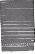 Bersuse Towels Anatolia XL Beach Blanket Throw Blanket Turkish Towel 100% Cotton Extra-Large Quick-Dry Lightweight Premium Peshtemal Towel - 61x82 Inches, Black (Set of 3)