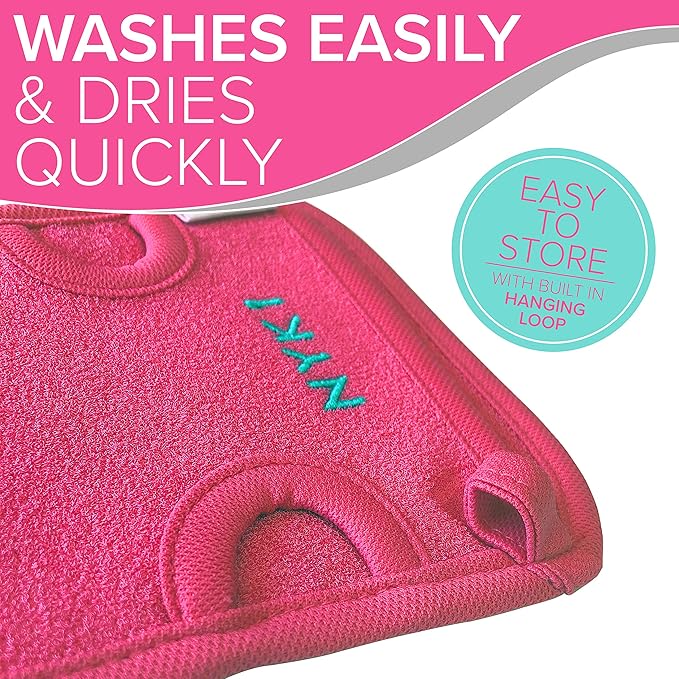 Dead Skin Exfoliating Mitt Deep Pore Cleansing Exfoliating Glove (Pink, Large) at Home Microdermabrasion Dead Skin Remover for Body - Natural Plant Fibre Shower Gloves Exfoliating for Women and Men