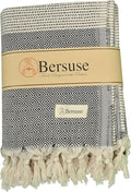 Bersuse 100% Cotton Hierapolis XL Throw Blanket for Couch - 100% Cotton Lightweight Durable Throw Blanket, Big Blanket for Sensitive Skin, Decorative and Versatile - 60x95 Inches, Black