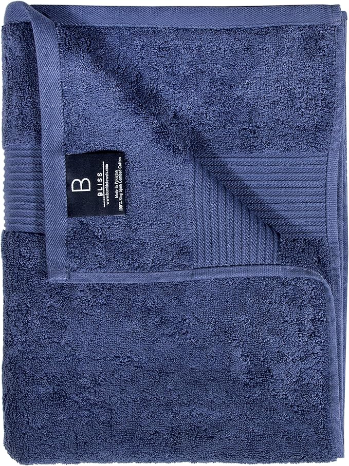 Luxury Oversized Bath Towels | 650 GSM, 34" x 56" | Hotel Quality, Soft & Highly Absorbent | Quick Dry, Thick, Combed Cotton Bathroom Towels | Denim - 4 Pack
