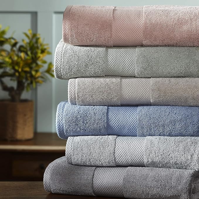 Modern Threads 600 GSM 6-Piece Towel Set with Filgree Jacquard Border Charcoal