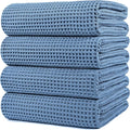 POLYTE 430 GSM Microfiber Oversize Quick Dry Lint Free Bath Towel, 60 x 30 in, 4 Pack (Waffle Weave)