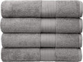 Luxury Oversized Bath Towels | 650 GSM, 34" x 56" | Hotel Quality, Soft & Highly Absorbent | Quick Dry, Thick, Combed Cotton Bathroom Towels | Grey - 4 Pack