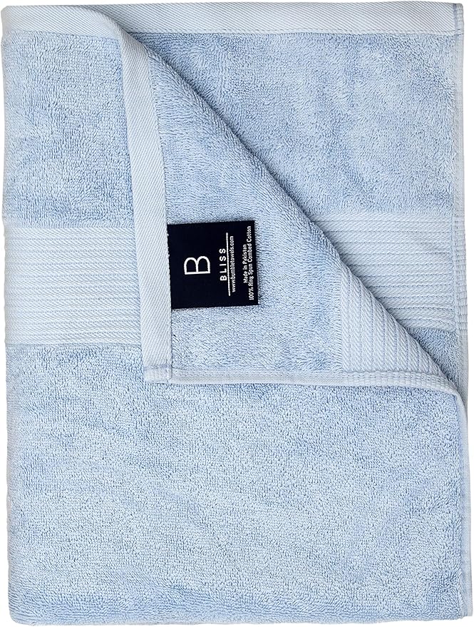 Luxury Oversized Bath Towels | 650 GSM, 34" x 56" | Hotel Quality, Soft & Highly Absorbent | Quick Dry, Thick, Combed Cotton Bathroom Towels | Sky Blue - 4 Pack