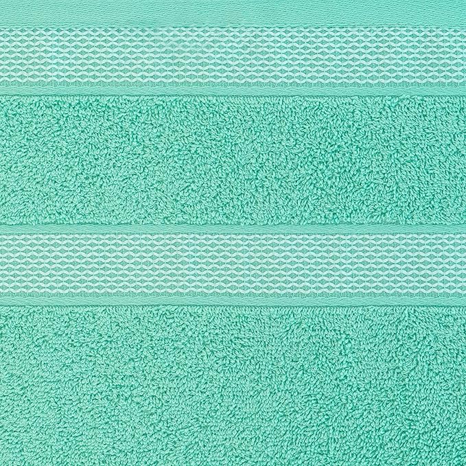 CASA COPENHAGEN Solitaire 6Pcs 100% Egyptian Cotton Large Designer Towels Gift Set- Aqua Blue, 600GSM, 2Bath 2Hand 2Washcloths, Bath Towels for Bathroom Set for Women & Men