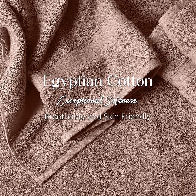 Superior Egyptian Cotton Pile 6-Piece Towel Set, 2 Bath, 2 Hand, 2 Face Towel/Washcloth, Heavyweight, Ultra Soft Luxury Towels, Thick Plush Essentials, Guest Bath, Spa, Hotel Bathroom, Muted Mauve