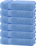 White Classic Wealuxe Light Blue Bath Towels 24x50 Inch, Cotton Towel Set for Bathroom, Hotel, Gym, Spa, Soft Extra Absorbent Quick Dry 6 Pack